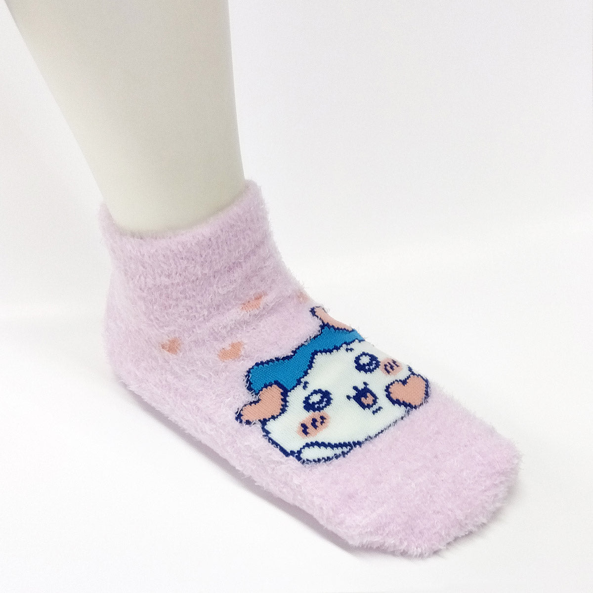 Chiikawa Fluffy Sneaker-Length Socks (Hachiware Heart Pink) Kids'