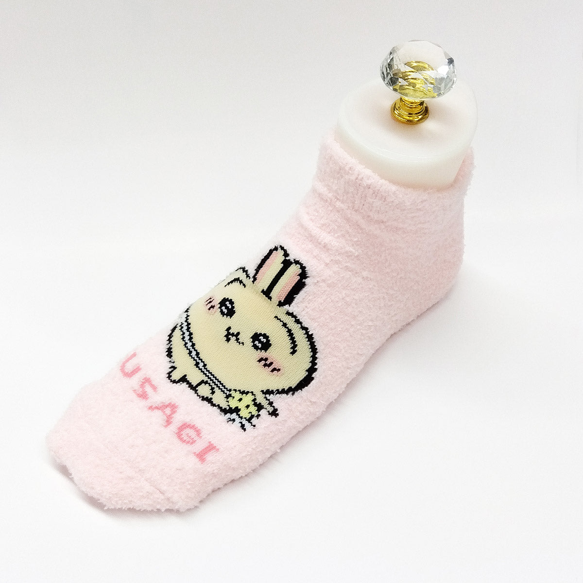 Chiikawa Fluffy Sneaker-Length Socks (Usagi Pink) Women's
