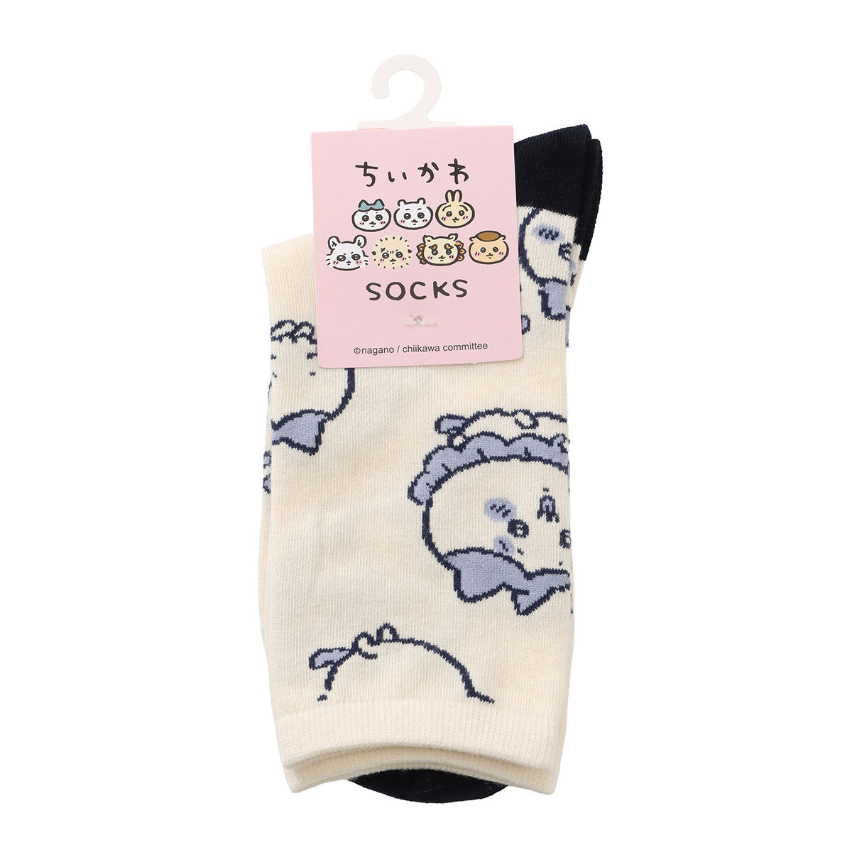 ちいかわ クルーソックス ハチワレ総柄 ブルー