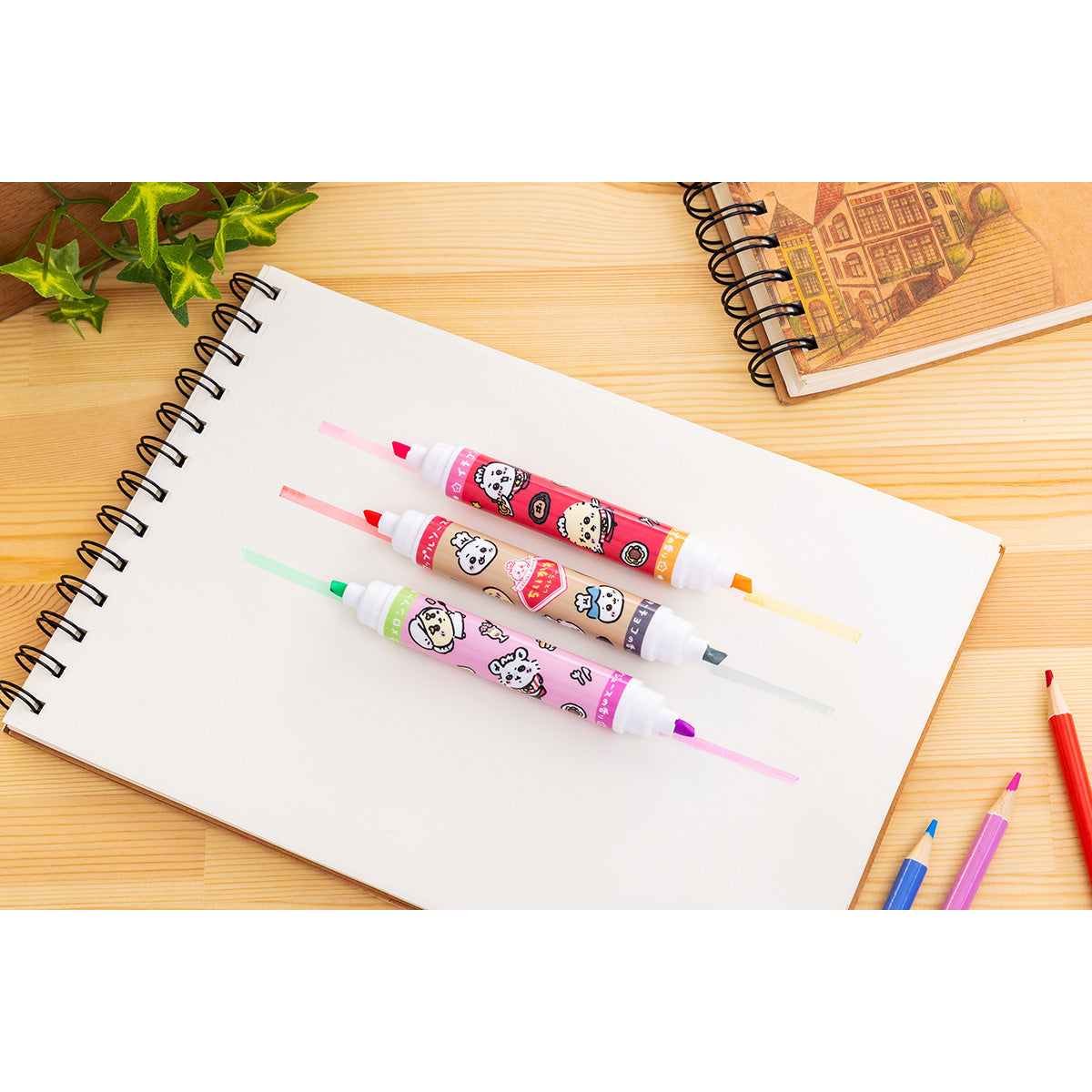 Chiikawa Chiikawa Restaurant Scented 2-Color Markers (Red/Gray)