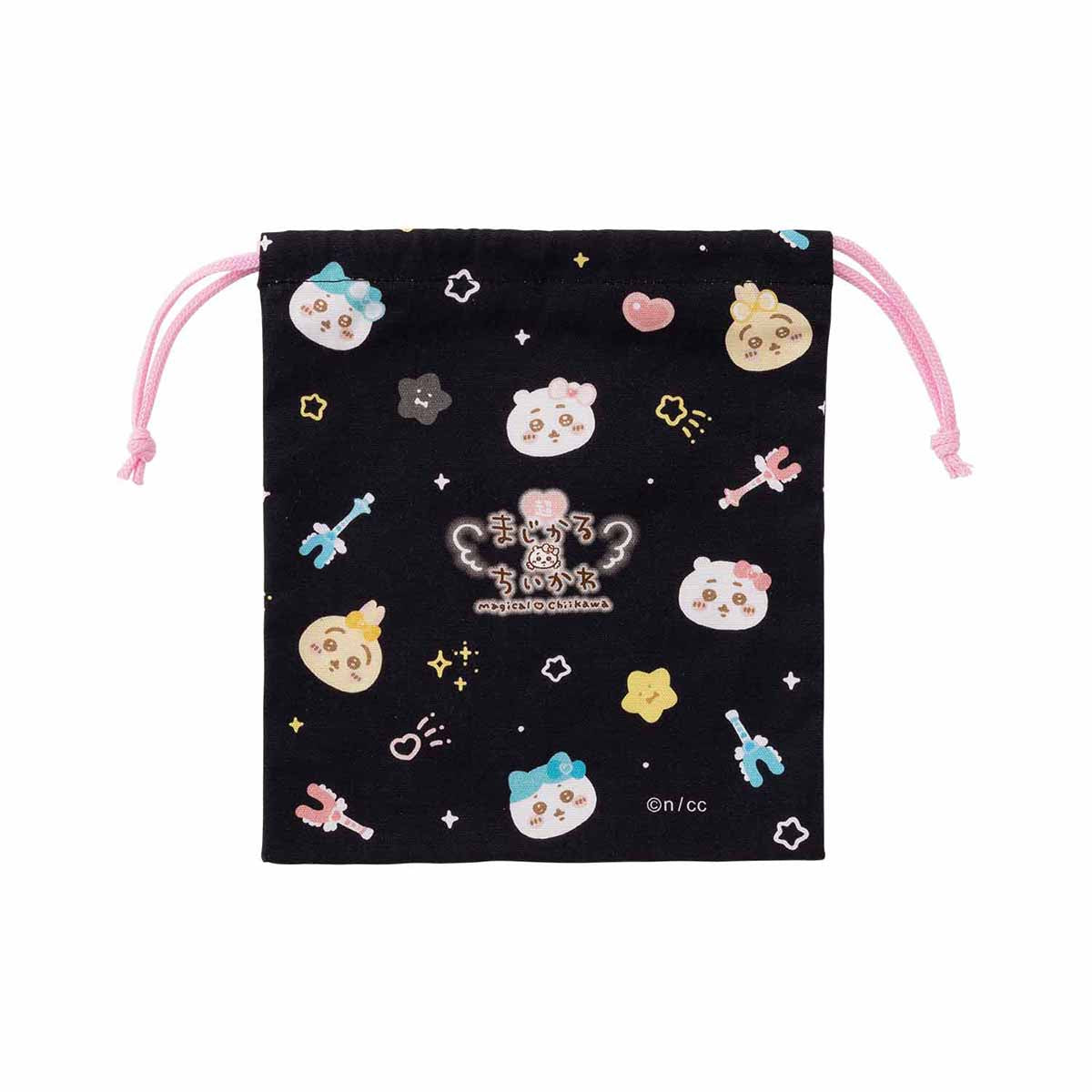 Chiikawa Super Magical Chiikawa Perfect Size Drawstring Bag (Black)