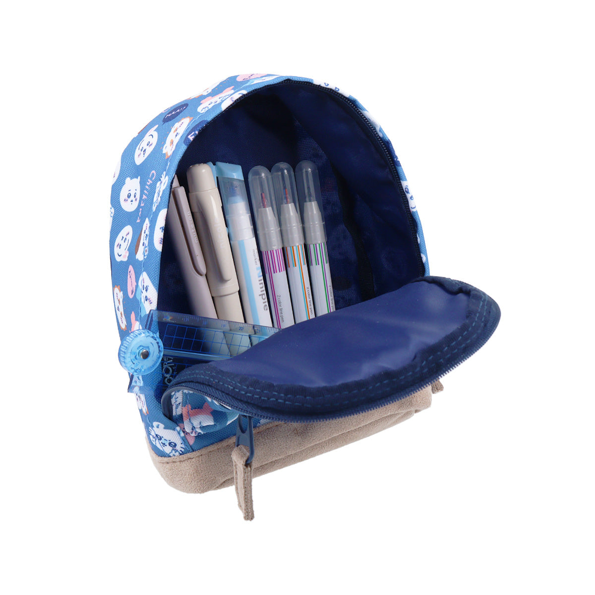 吉伊卡哇 笔袋 BACKPACK 底部绒面 OD28(蓝色)