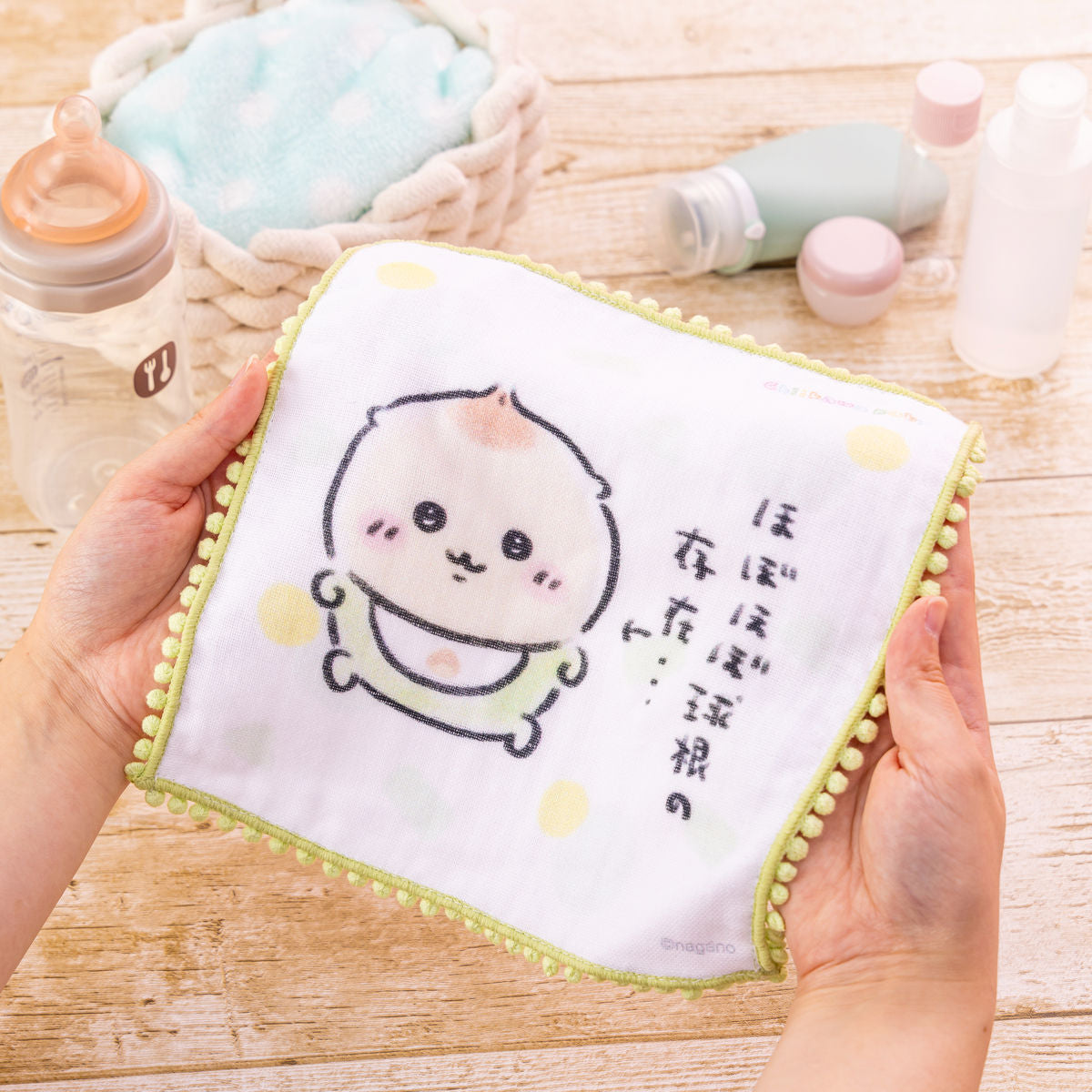 ちいかわ Chiikawa Baby ぽんぽんレース付きガーゼハンドタオル(星おくるみ)