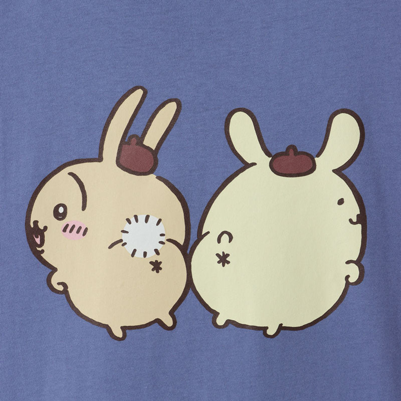 ちいかわ×サンリオキャラクターズ ビックTシャツ うさぎ×ポムポムプリン ダスティブルー