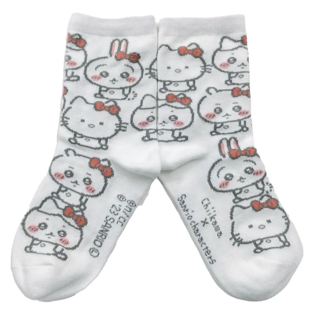 ちいかわ×サンリオキャラクターズ クルーソックス(ハローキティ総柄) キッズ用