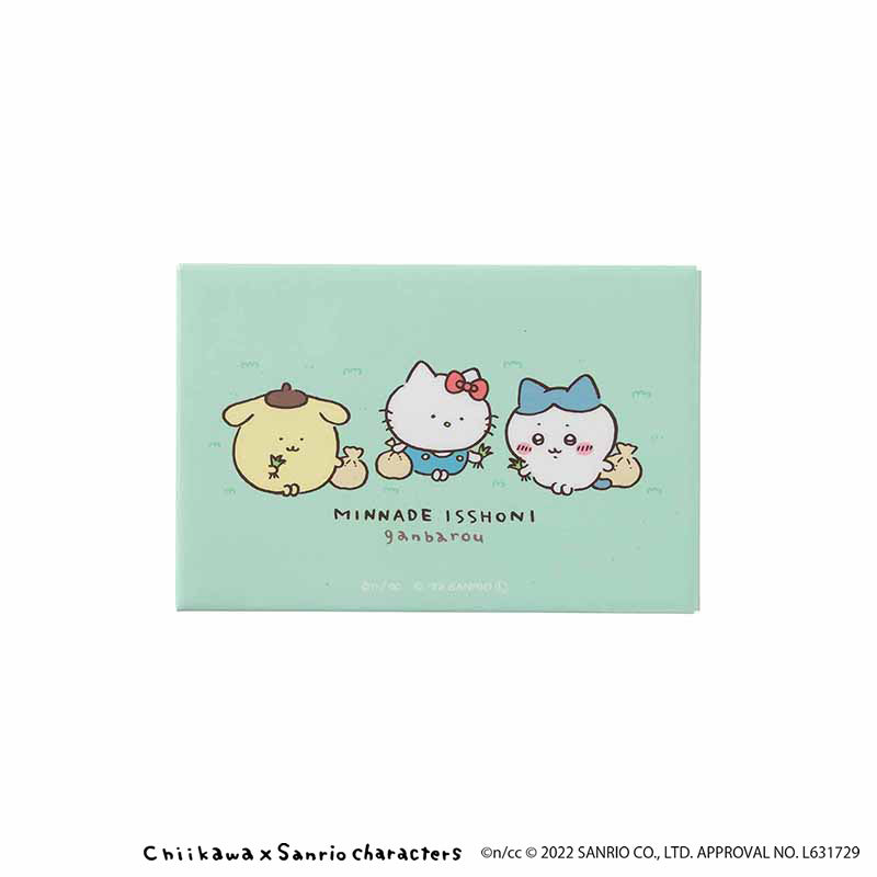 Chiikawa × Sanrio Characters Square Magnet (Weeding Grass)