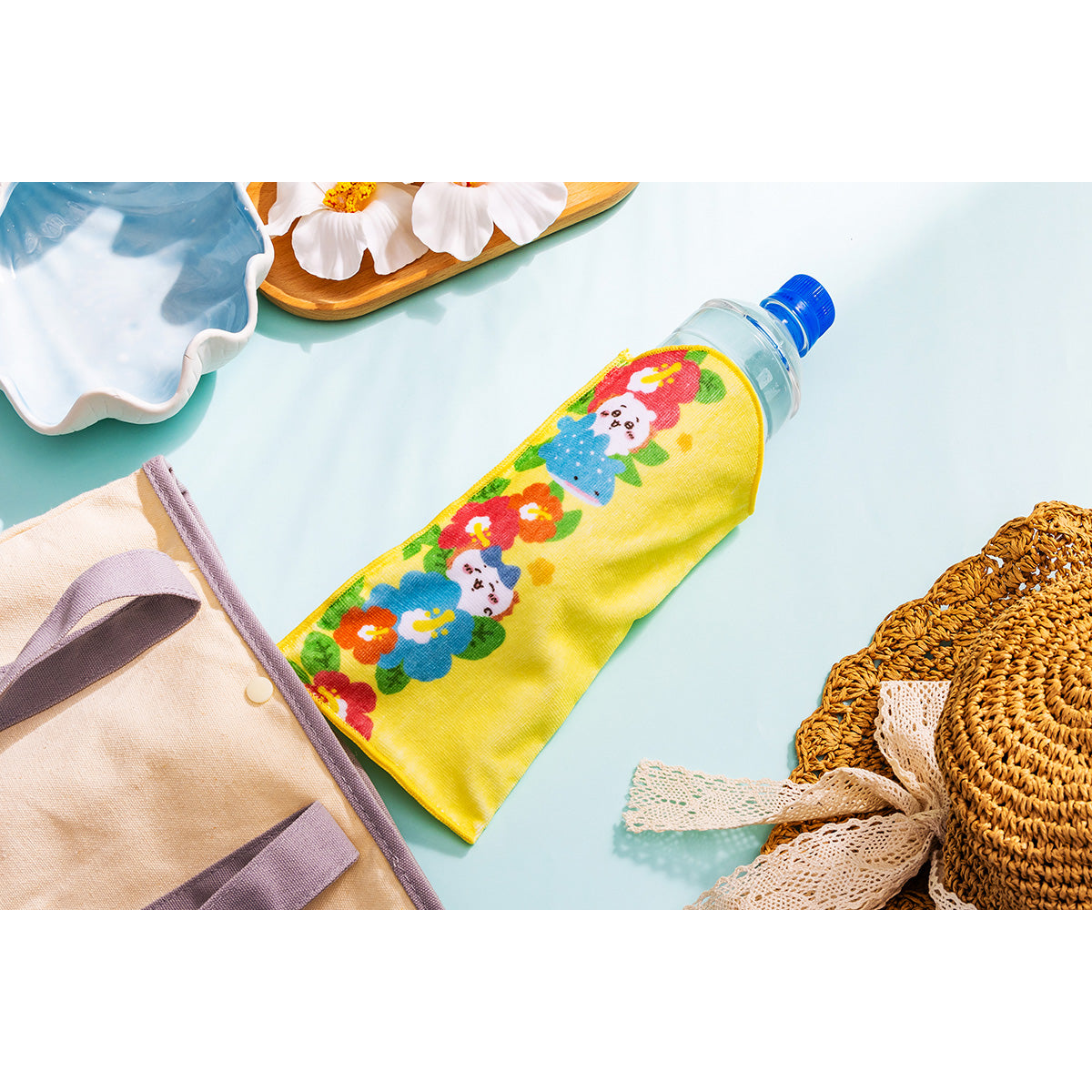 Chiikawa Shisa's Souvenir Shop Absorbent Bottle Towel (Hibiscus)