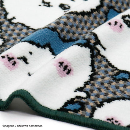 ちいかわ シェニール織タオルハンカチ（ハチワレいっぱい ブルー）