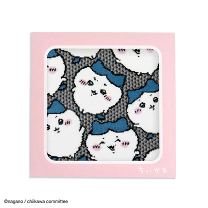 ちいかわ シェニール織タオルハンカチ（ハチワレいっぱい ブルー）