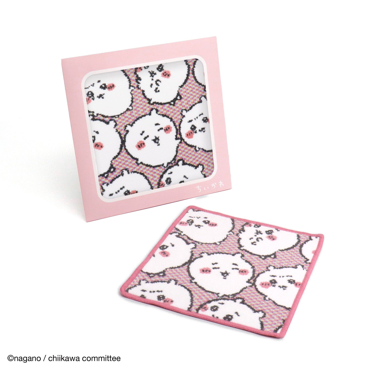 ちいかわ シェニール織タオルハンカチ（ちいかわいっぱい ピンク）