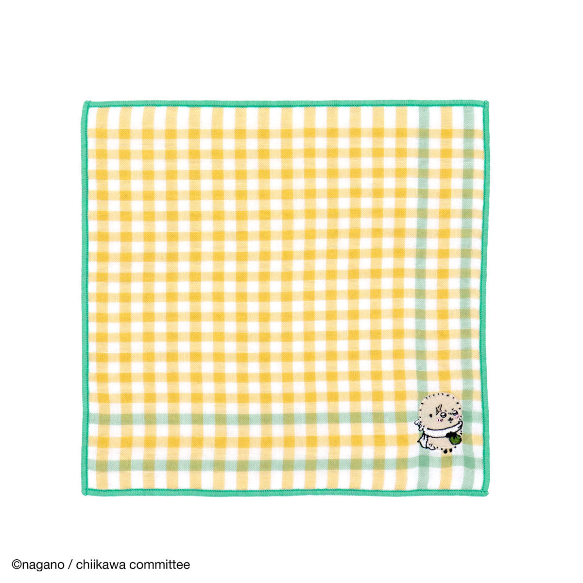 ちいかわ 8重ガーゼタオルハンカチ（ギンガムチェック イエロー）