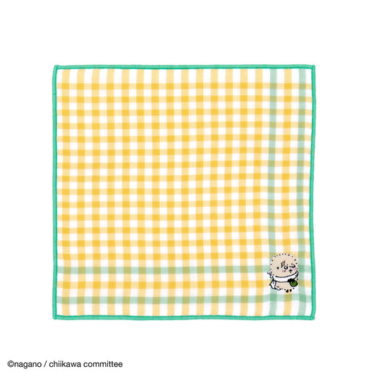 ちいかわ 8重ガーゼタオルハンカチ（ギンガムチェック イエロー）