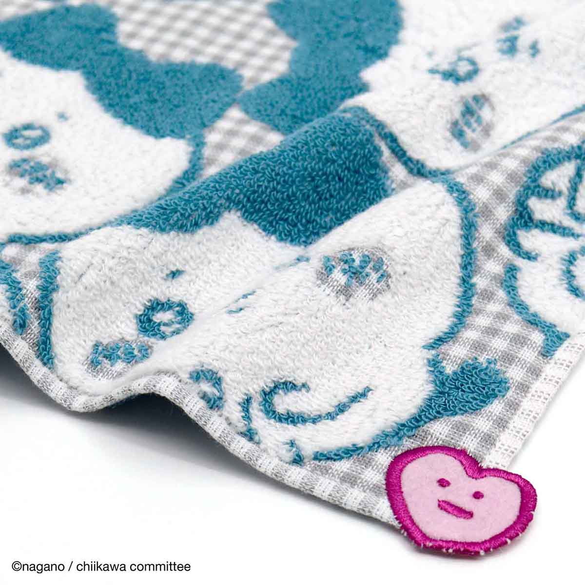 吉伊卡哇 毛巾手帕（小格紋 藍色）