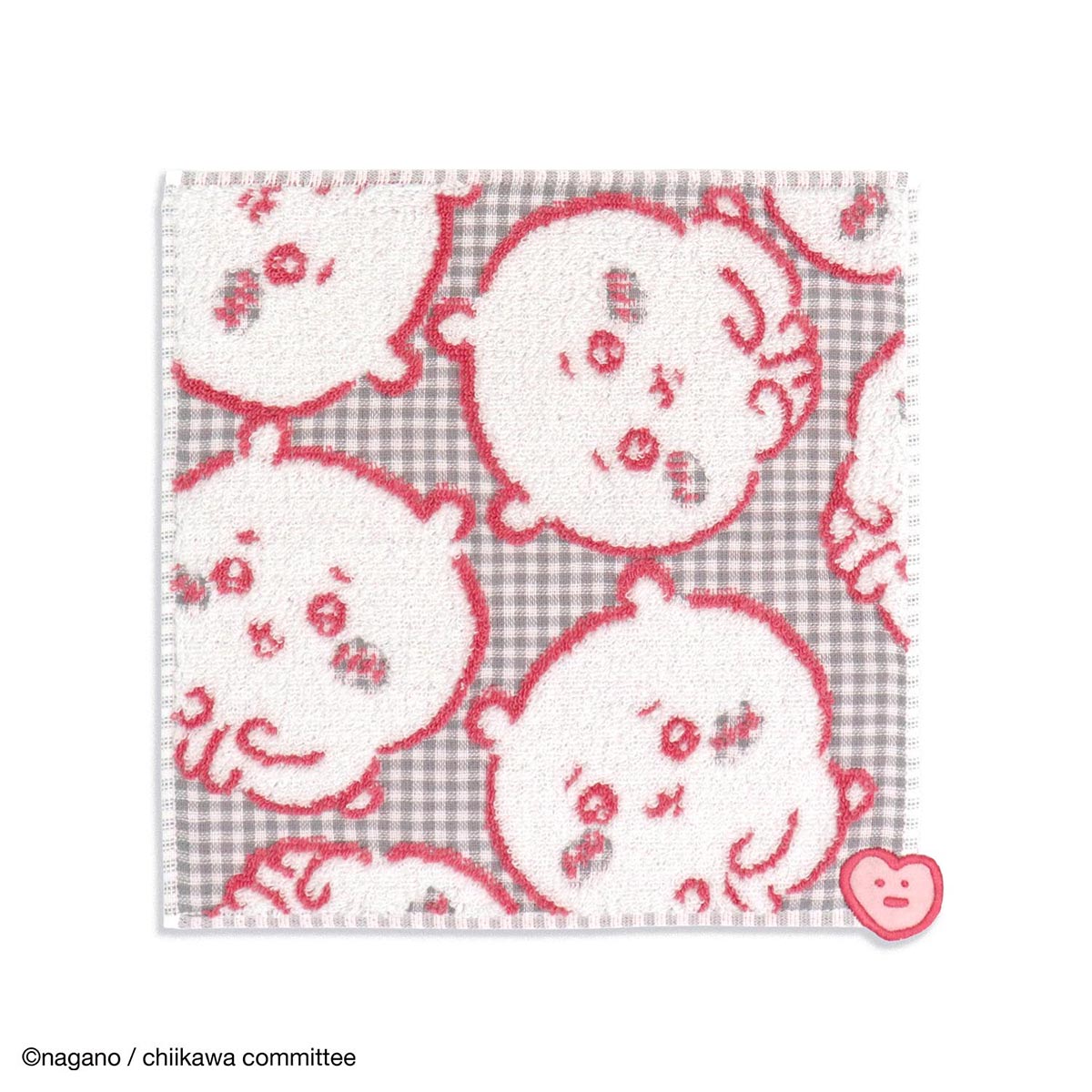 吉伊卡哇 毛巾手帕（小小格子 粉色）