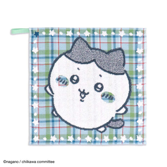 吉伊卡哇 帶環洗臉毛巾（彩色格紋 藍色）