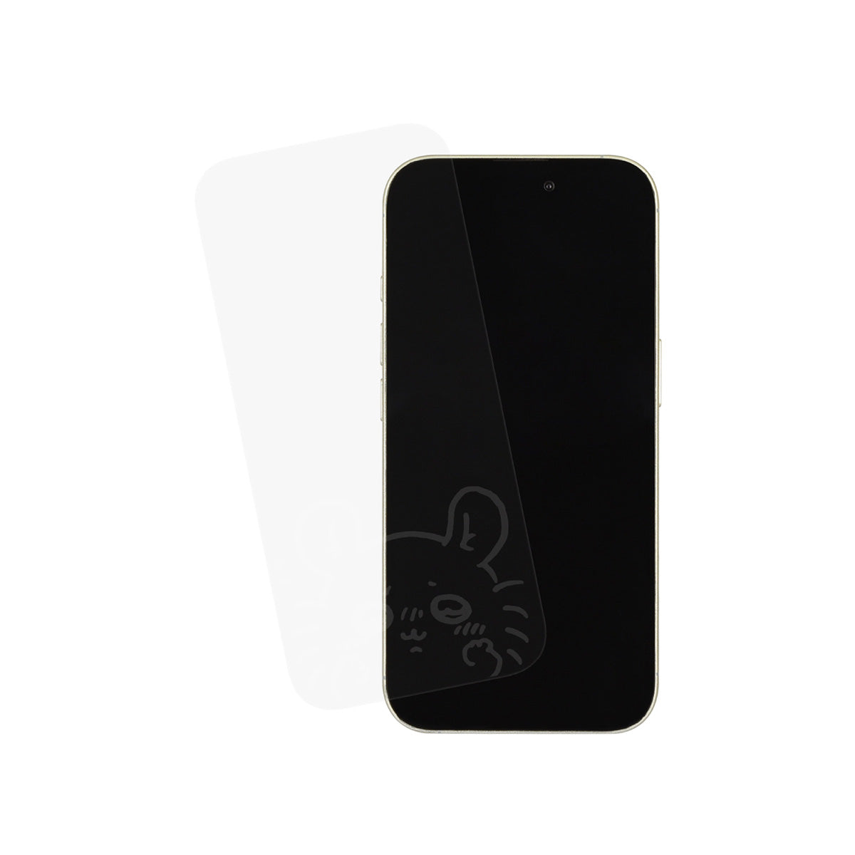 ちいかわ iPhone 16/15/15Pro/14/14Pro/13/13Pro対応 ガラススクリーンプロテクター（モモンガ）