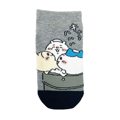 Chiikawa Sneaker-Length Socks (Bath, Gray) Kids