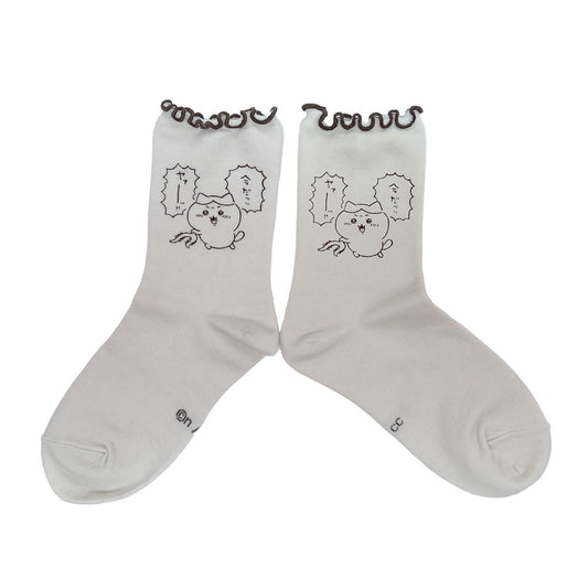 吉伊卡哇 荷叶边长袜（哈奇喵 象牙白） 女士用