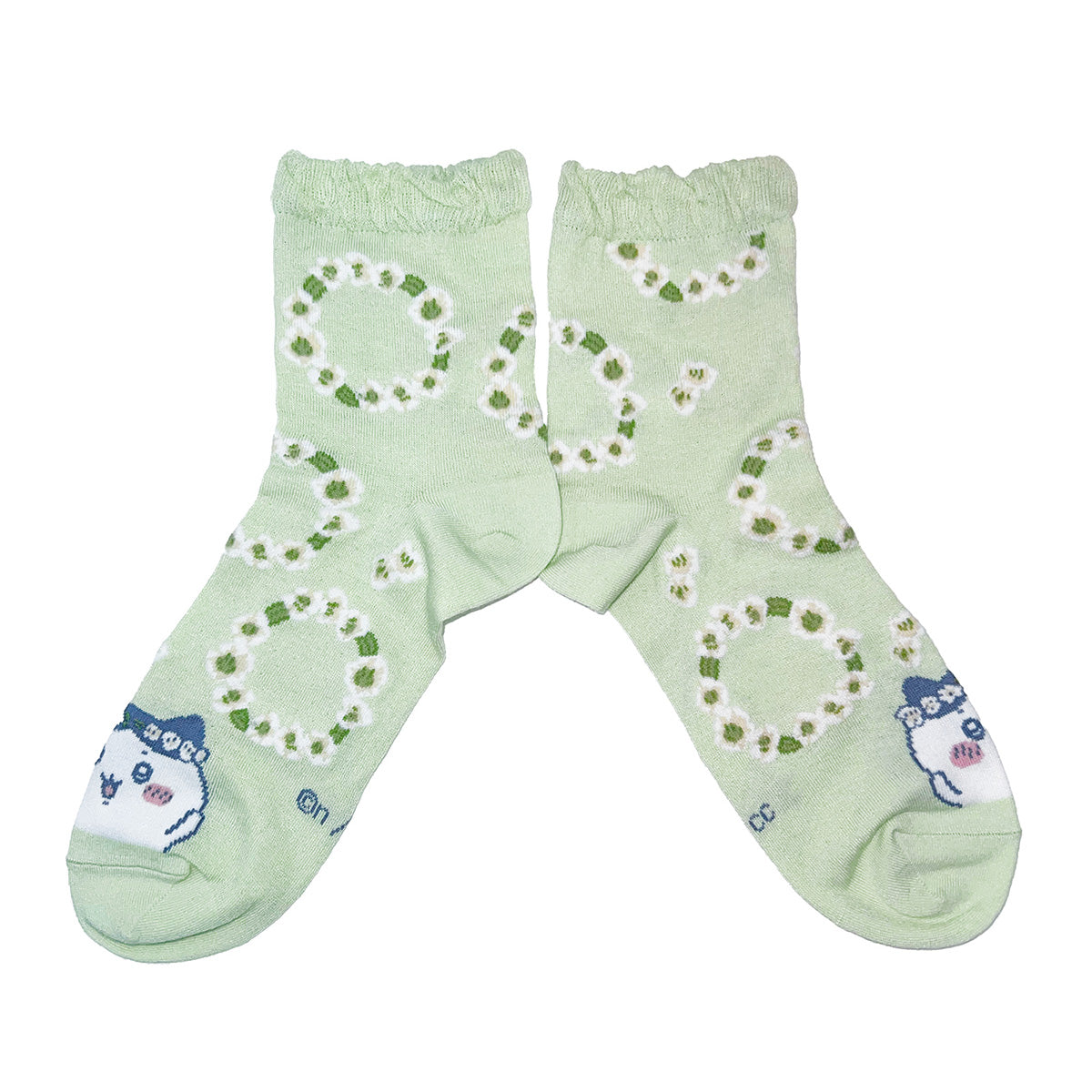 ちいかわ 履き口ふんわりクルーソックス（ハチワレ鈴蘭 グリーン） レディース用