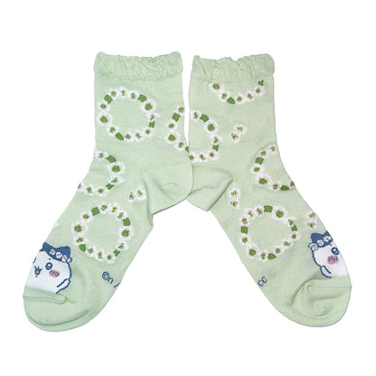 ちいかわ 履き口ふんわりクルーソックス（ハチワレ鈴蘭 グリーン） レディース用