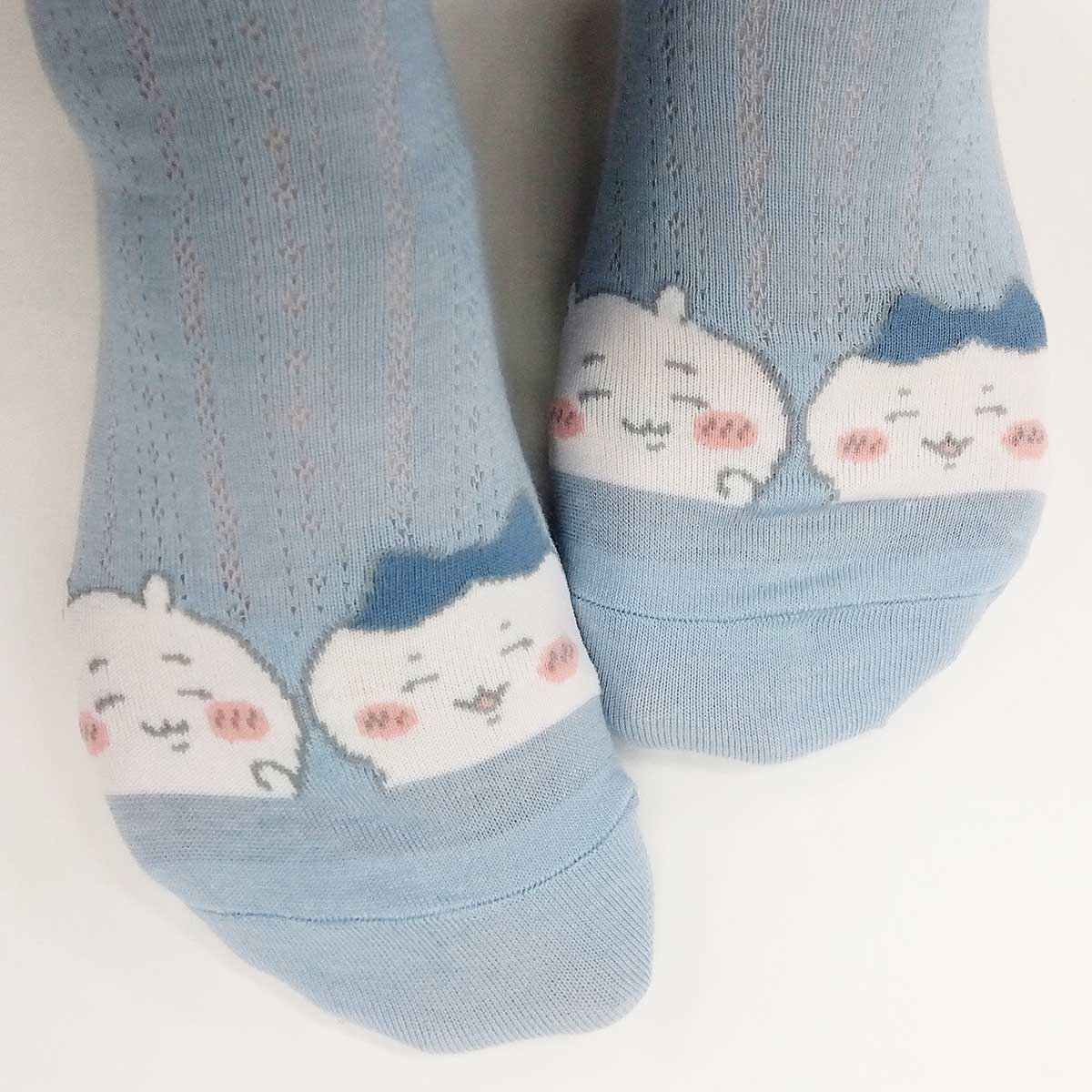 吉伊卡哇 帶有誇獎緞帶的船領襪（藍色） 女款