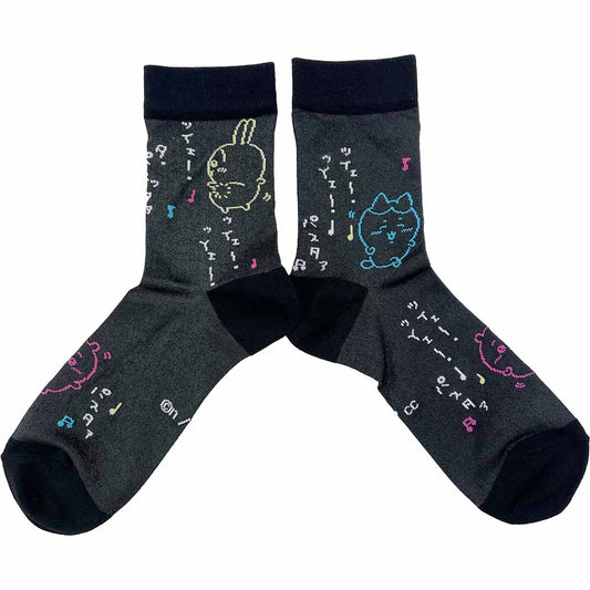 Chiikawa Thin Crew Socks (Dance Black) Women's