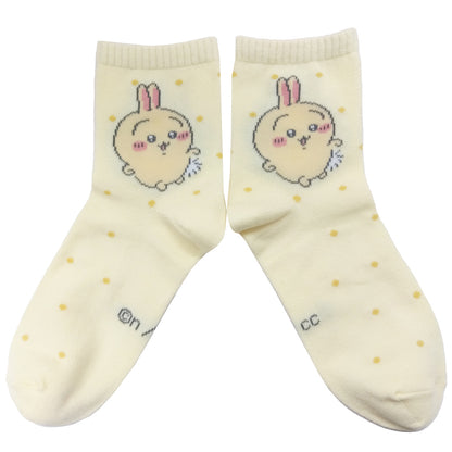 ちいかわ クルーソックス（うさぎドット クリーム）