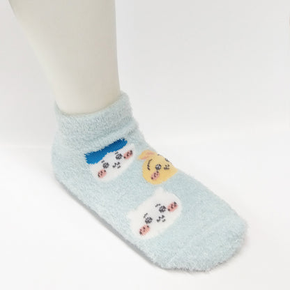 Chiikawa Fluffy Sneaker-Length Socks (face Mint) Kids'