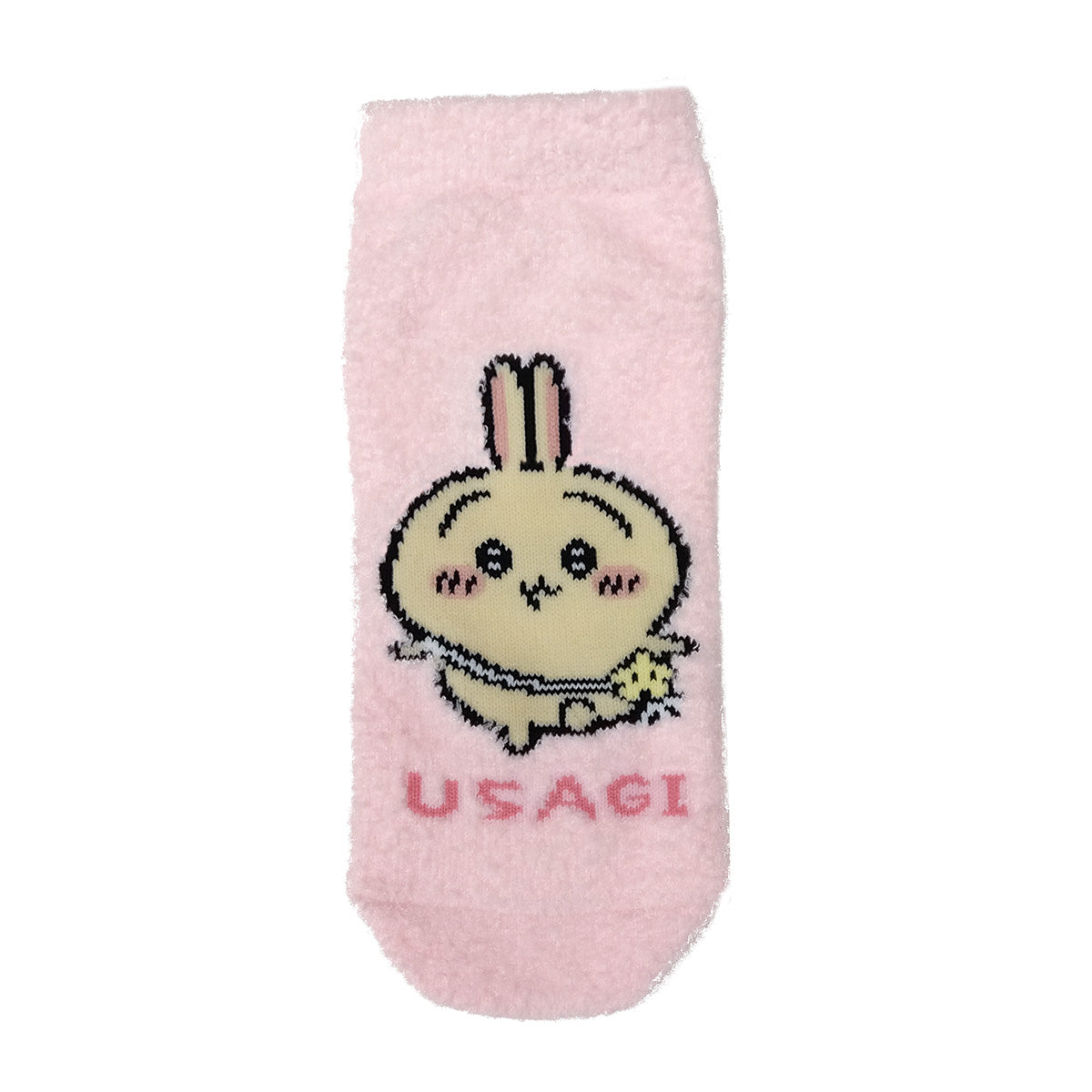 Chiikawa Fluffy Sneaker-Length Socks (Usagi Pink) Women's