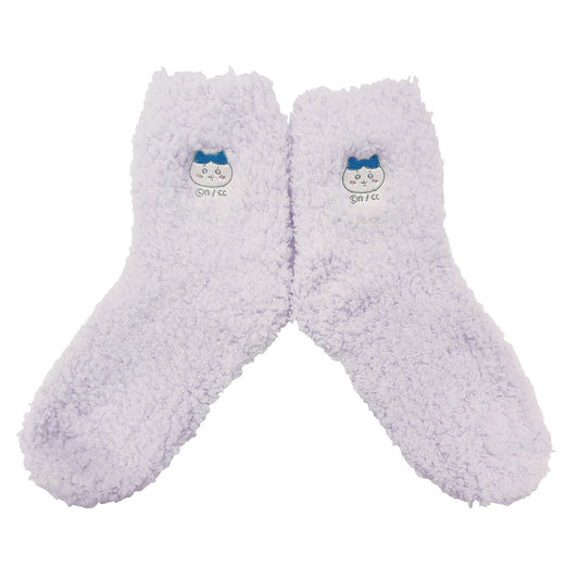Chiikawa Fluffy Crew Socks (Hachiware Purple) Women's