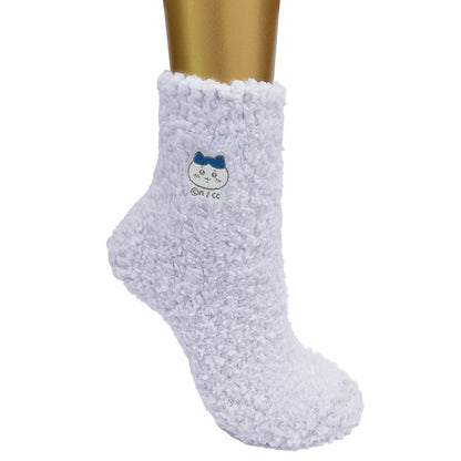 ちいかわ もこもこクルーソックス（ハチワレ パープル） レディース用