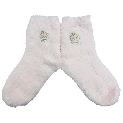 ちいかわ もこもこクルーソックス（うさぎ ピンク） レディース用