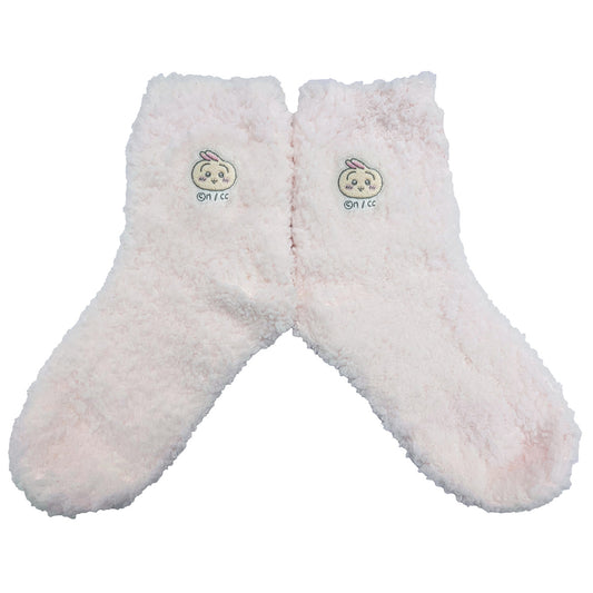 Chiikawa Fluffy Crew Socks (Usagi Pink) Women's