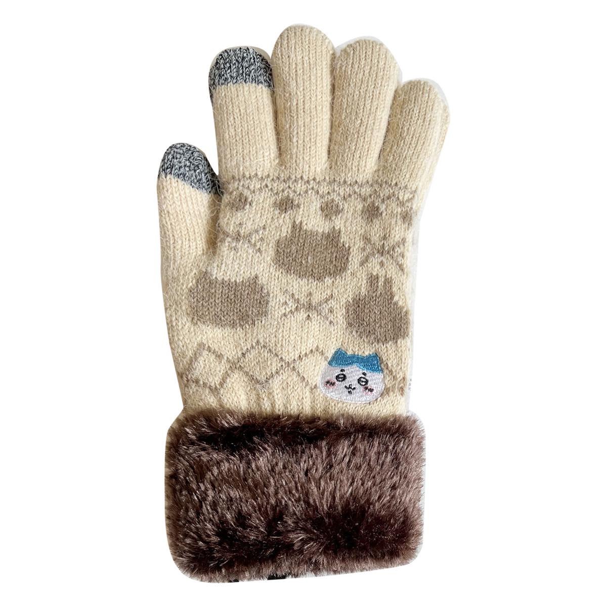 Chiikawa Smartphone-Compatible Gloves (Hachiware Ivory)