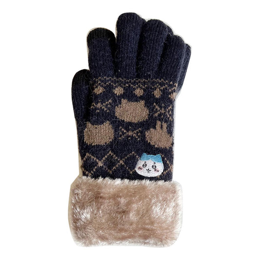 Chiikawa Smartphone-Compatible Gloves (Hachiware Navy)