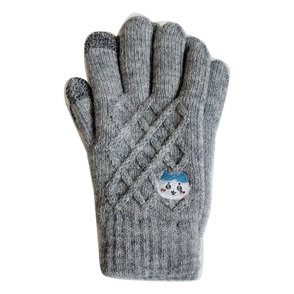 Chiikawa Smartphone-Compatible Cable Gloves (Hachiware Face)