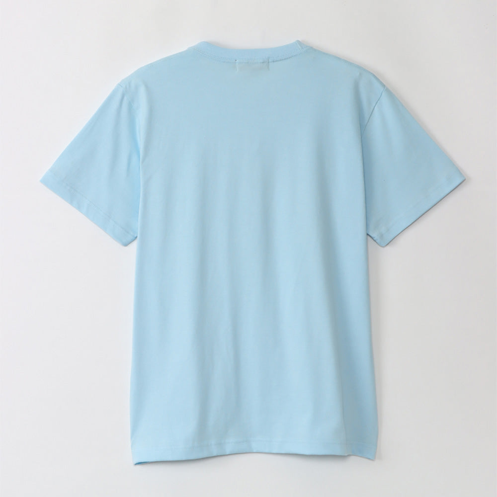 ちいかわ お出かけ楽しみ！な Tシャツ ハチワレとカメラ ライトブルー