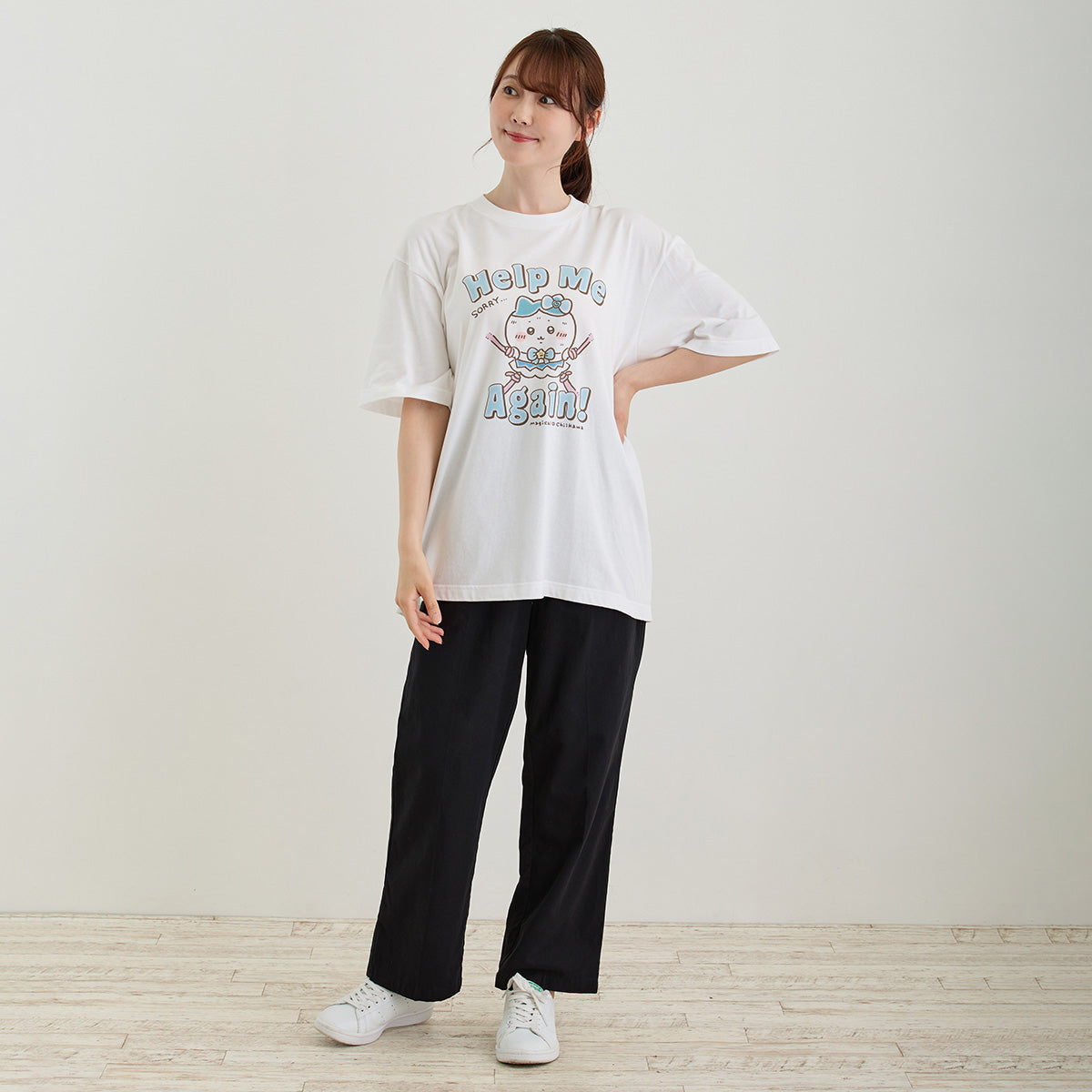 Chiikawa Super Magical Chiikawa Big T-shirt Help Me Again! White