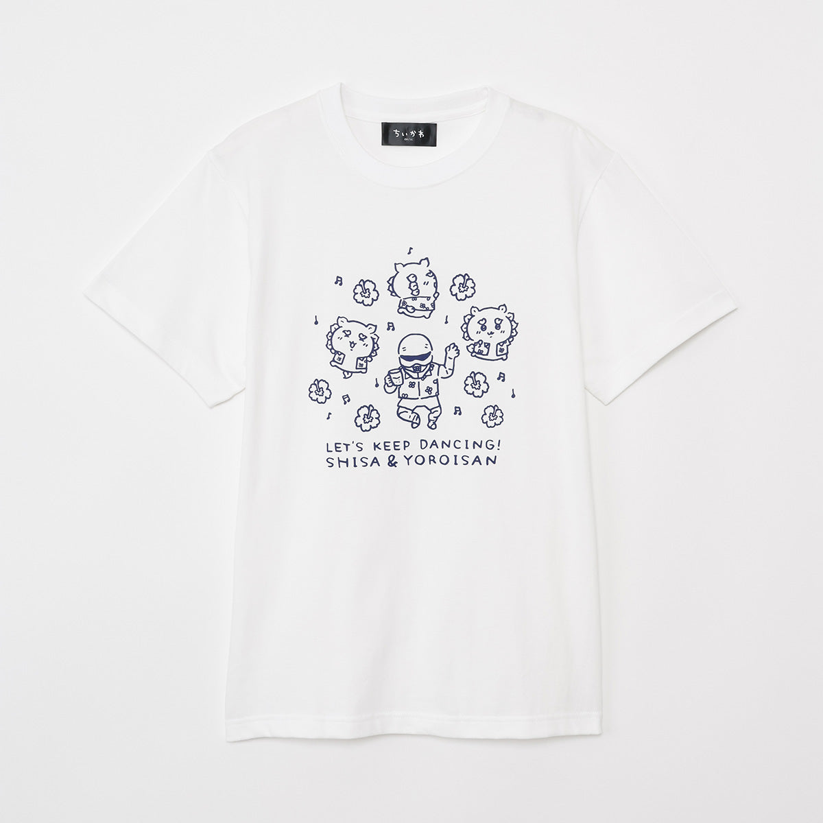Chiikawa Shisa's Souvenir Shop T-shirt LET'S KEEP DANCING White