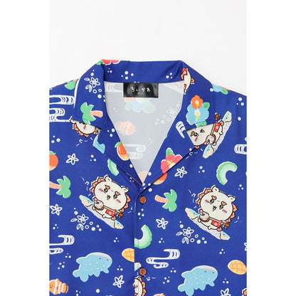 Chiikawa Shisa's Souvenir Shop Aloha Shirt Shisa Navy