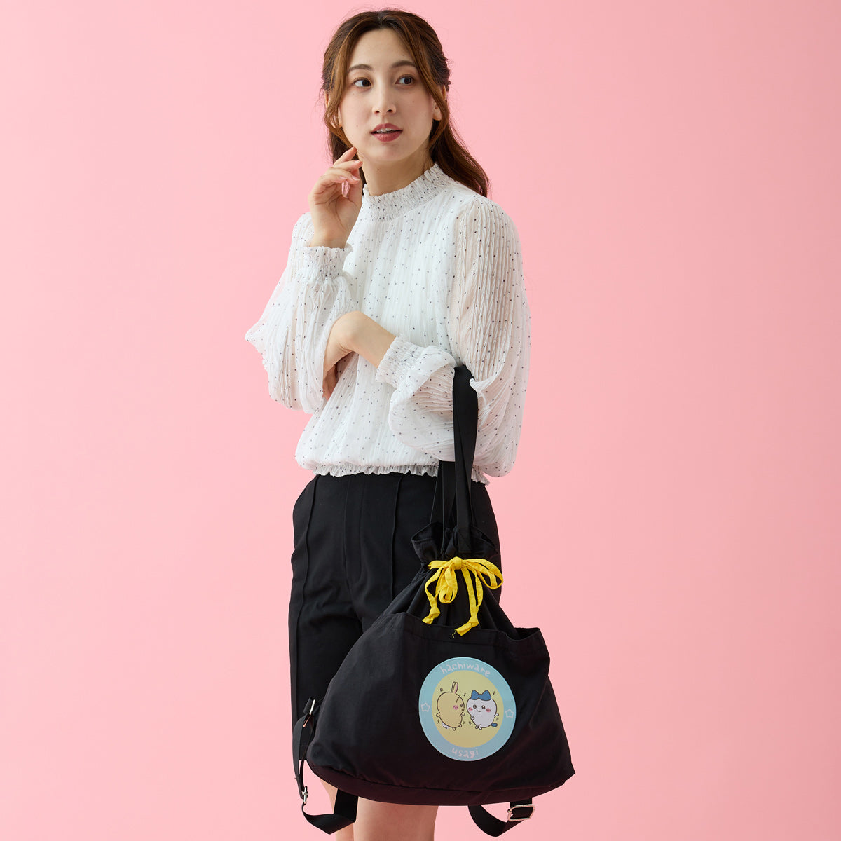 Chiikawa 2-Way Knapsack Hachiware & Usagi Black