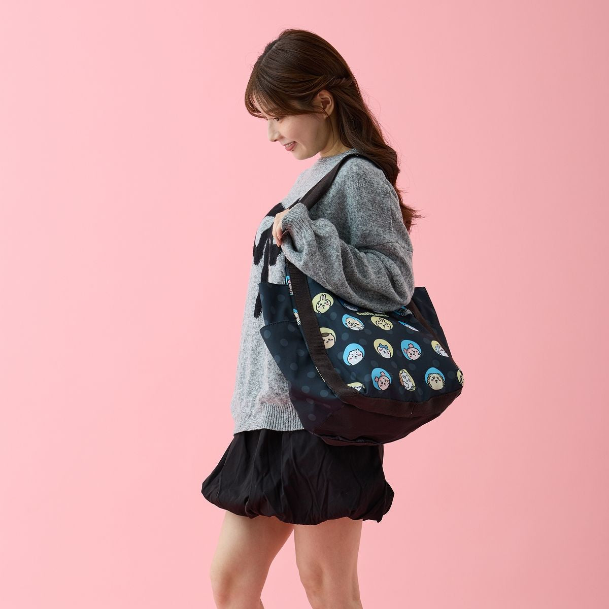 Chiikawa Balloon Bag Dot Black