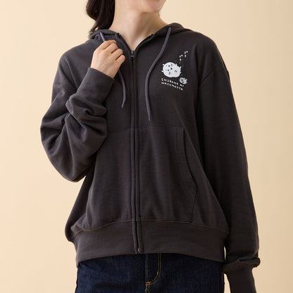 Chiikawa ZIP Hoodie White Eyes Gone Charcoal