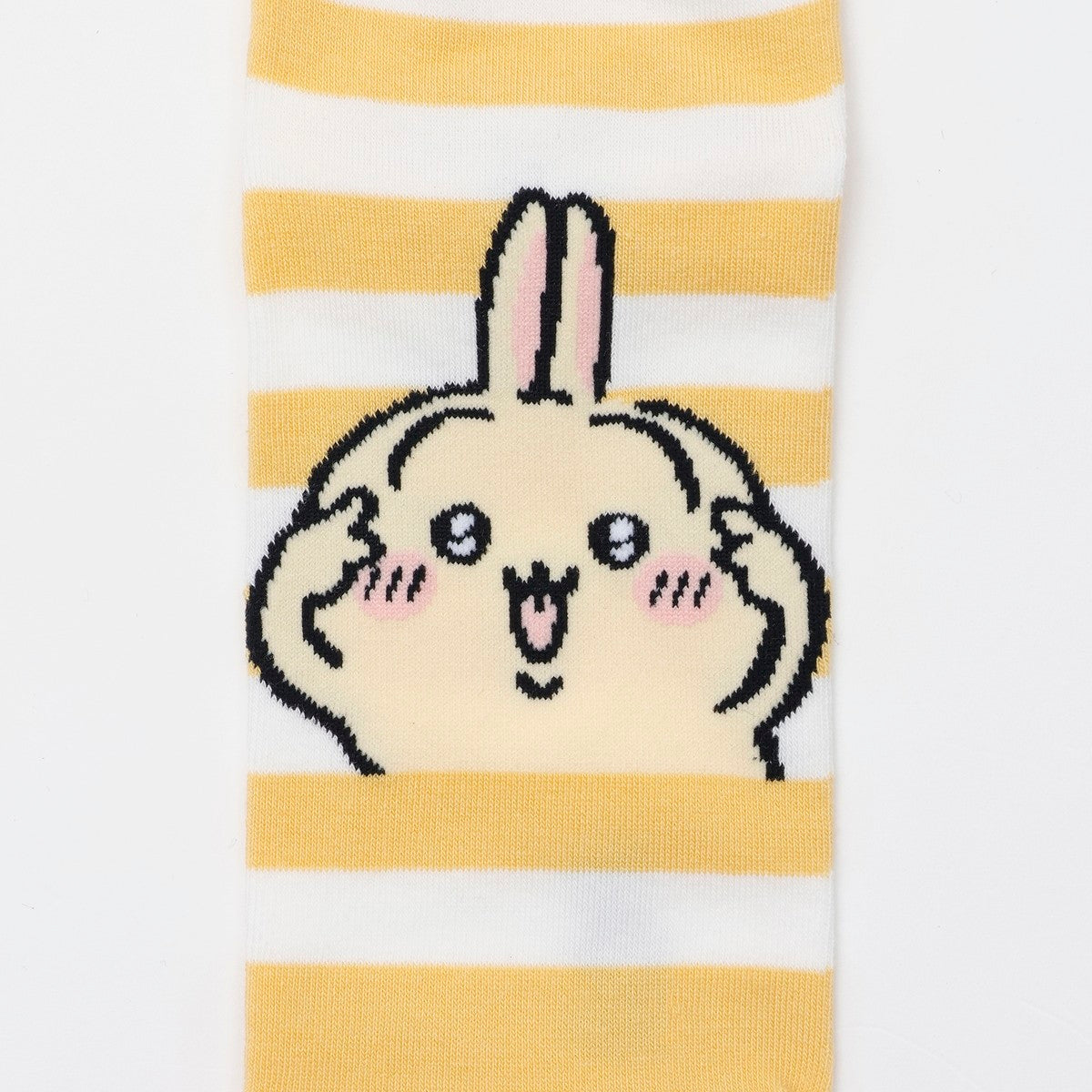 ちいかわ クルーソックス うさぎピース イエローボーダー