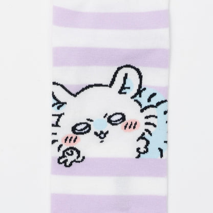 吉伊卡哇 中筒襪 小桃鼠Peace 紫色條紋