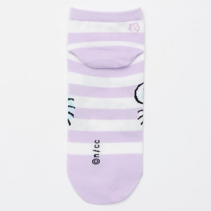 吉伊卡哇 中筒襪 小桃鼠Peace 紫色條紋