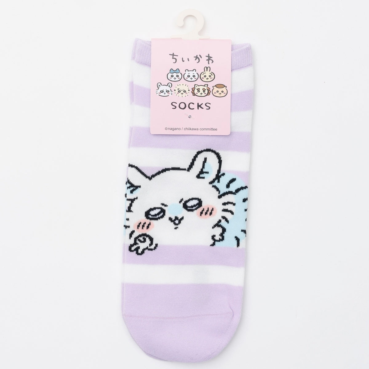 吉伊卡哇 中筒襪 小桃鼠Peace 紫色條紋