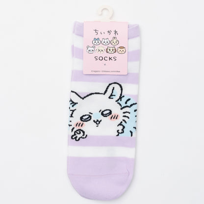 吉伊卡哇 中筒襪 小桃鼠Peace 紫色條紋