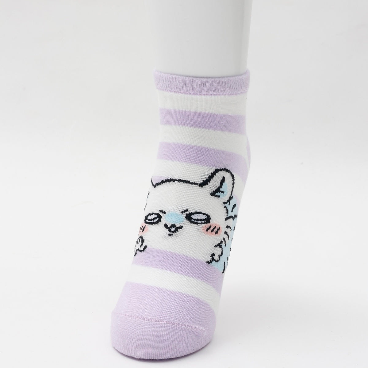 吉伊卡哇 中筒襪 小桃鼠Peace 紫色條紋