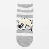 吉伊卡哇 中筒襪 海獺Peace 灰色條紋